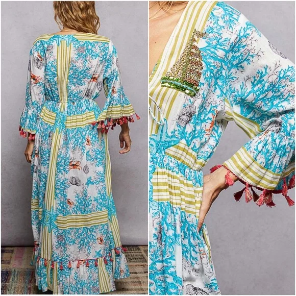 POL Size Large 3/4 Sleeve Maxi Dress - Picture 2 of 6